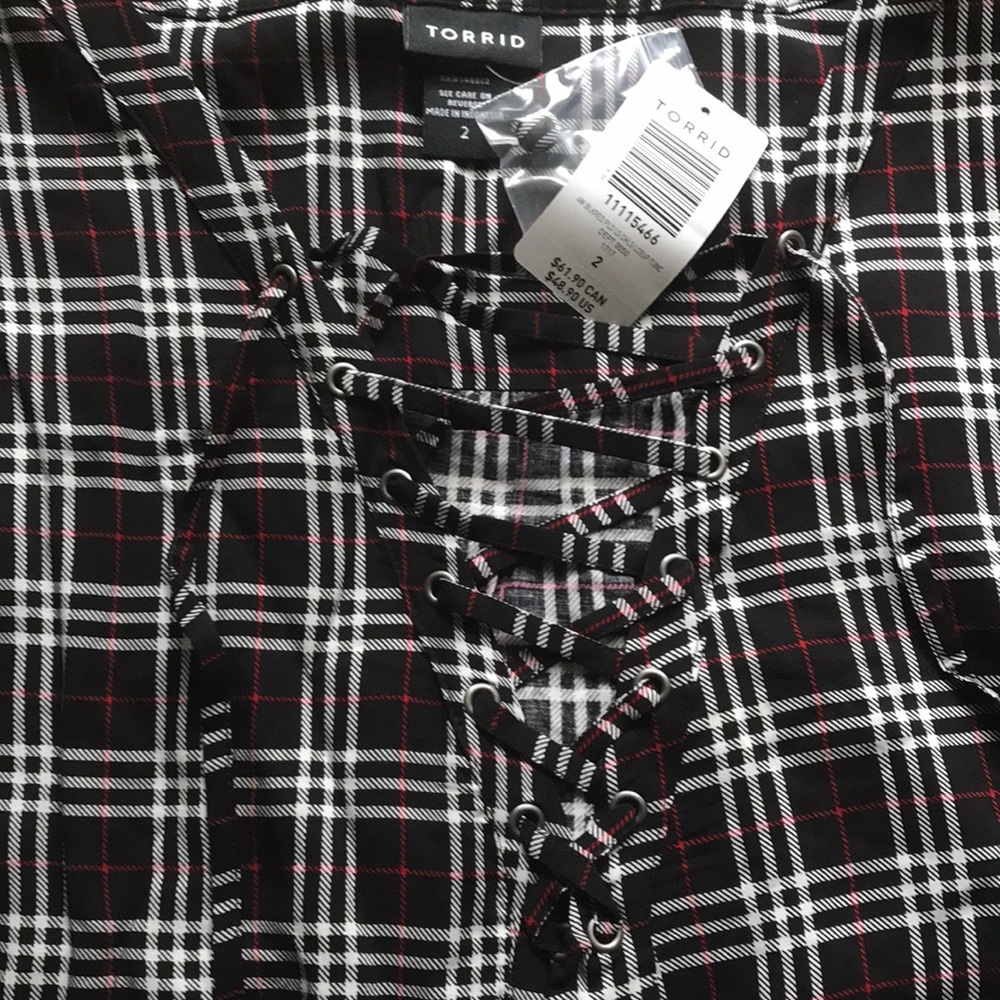 1 LEFT!  NEW Torrid lace up plaid tunic - Large/12 - Picture 6 of 8